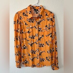 Cruel Girl Orange Button Down Rodeo Shirt size L